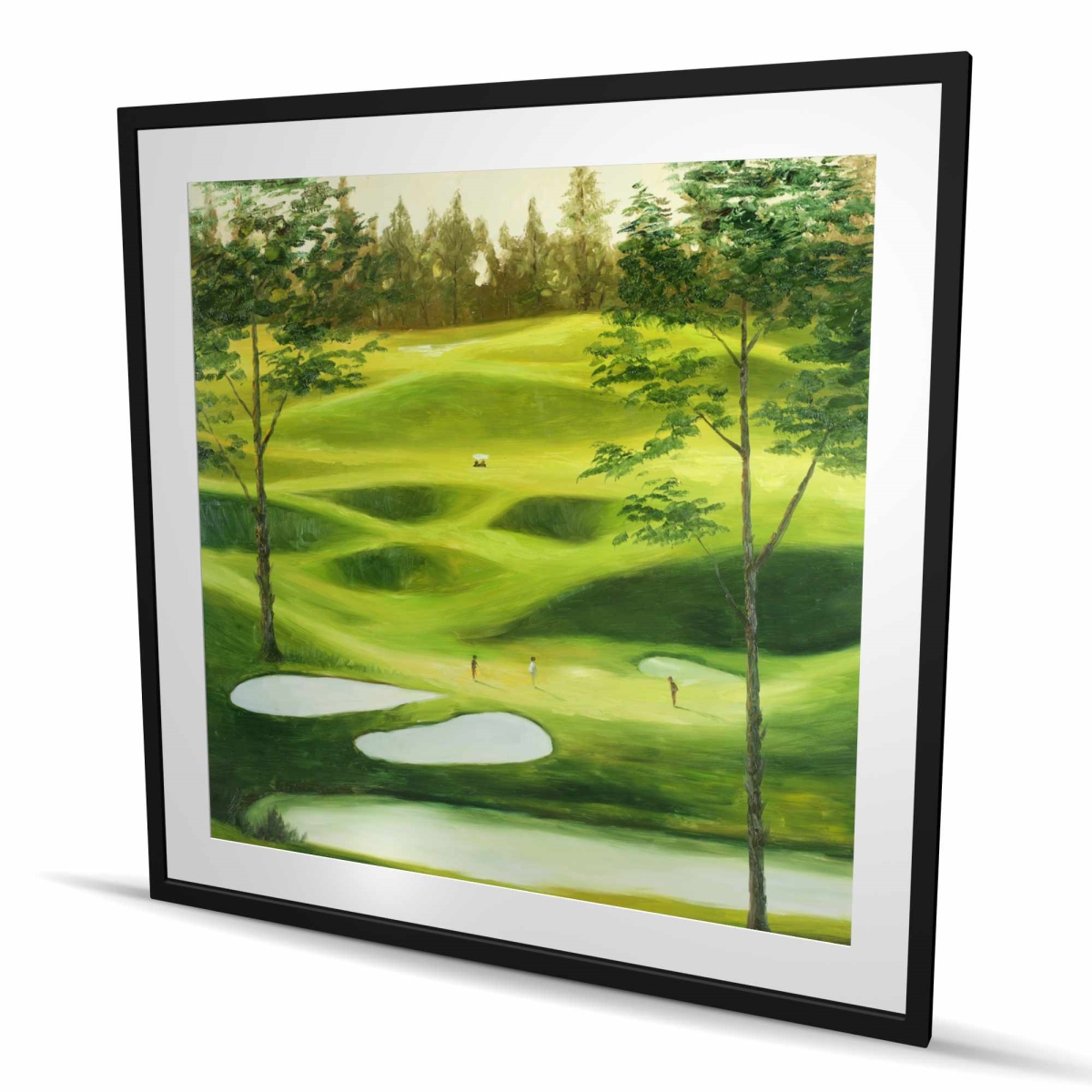 C1FM4848P3AT48 48 x 48 in. Big Golf Course - White Contemporary Framed Matted Print