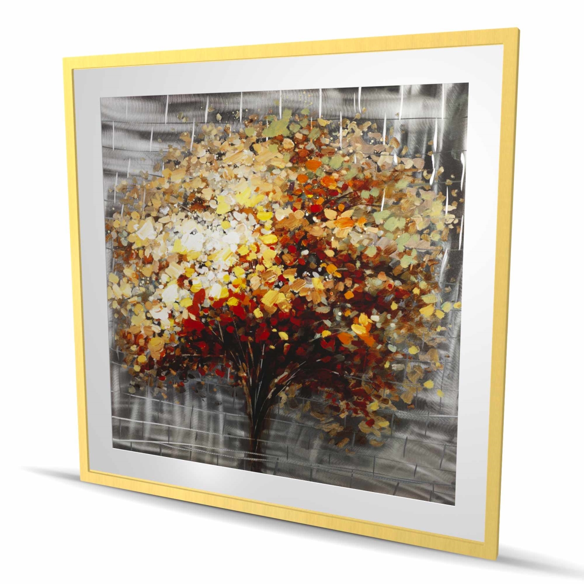 C1FM48485S29PP 48 x 48 in. Abstract Tree by Fall - Orange Contemporary Framed Print