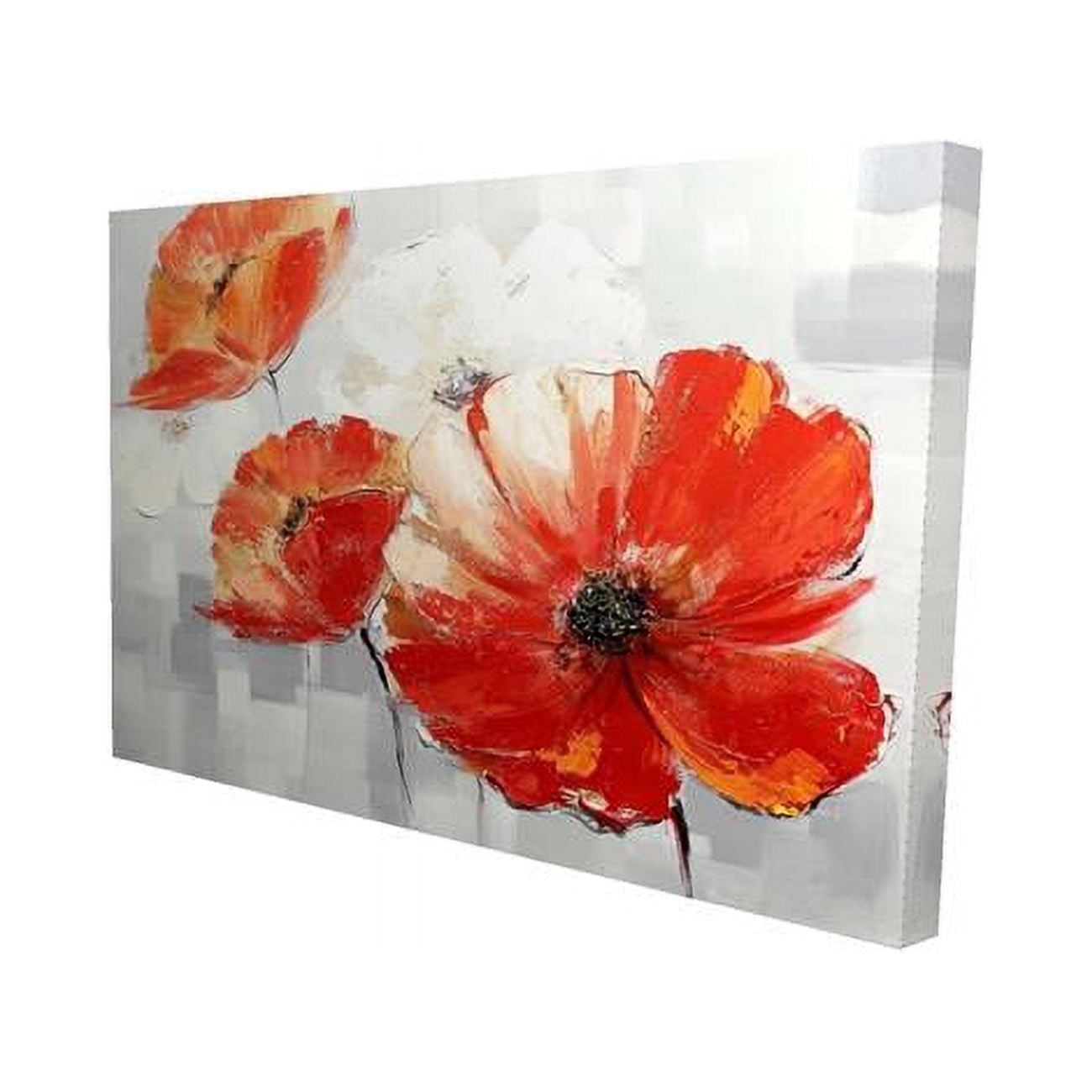20 x 30 in. Abstract Red Wild Flowers-Print on Canvas