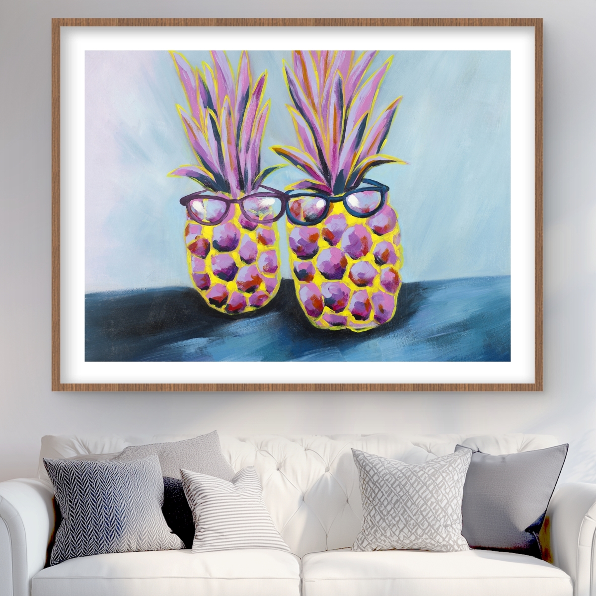C1FM3648CTC5F8 36 x 48 in. Funny Pineapples with Sunglasses - Kitchen Decor Print