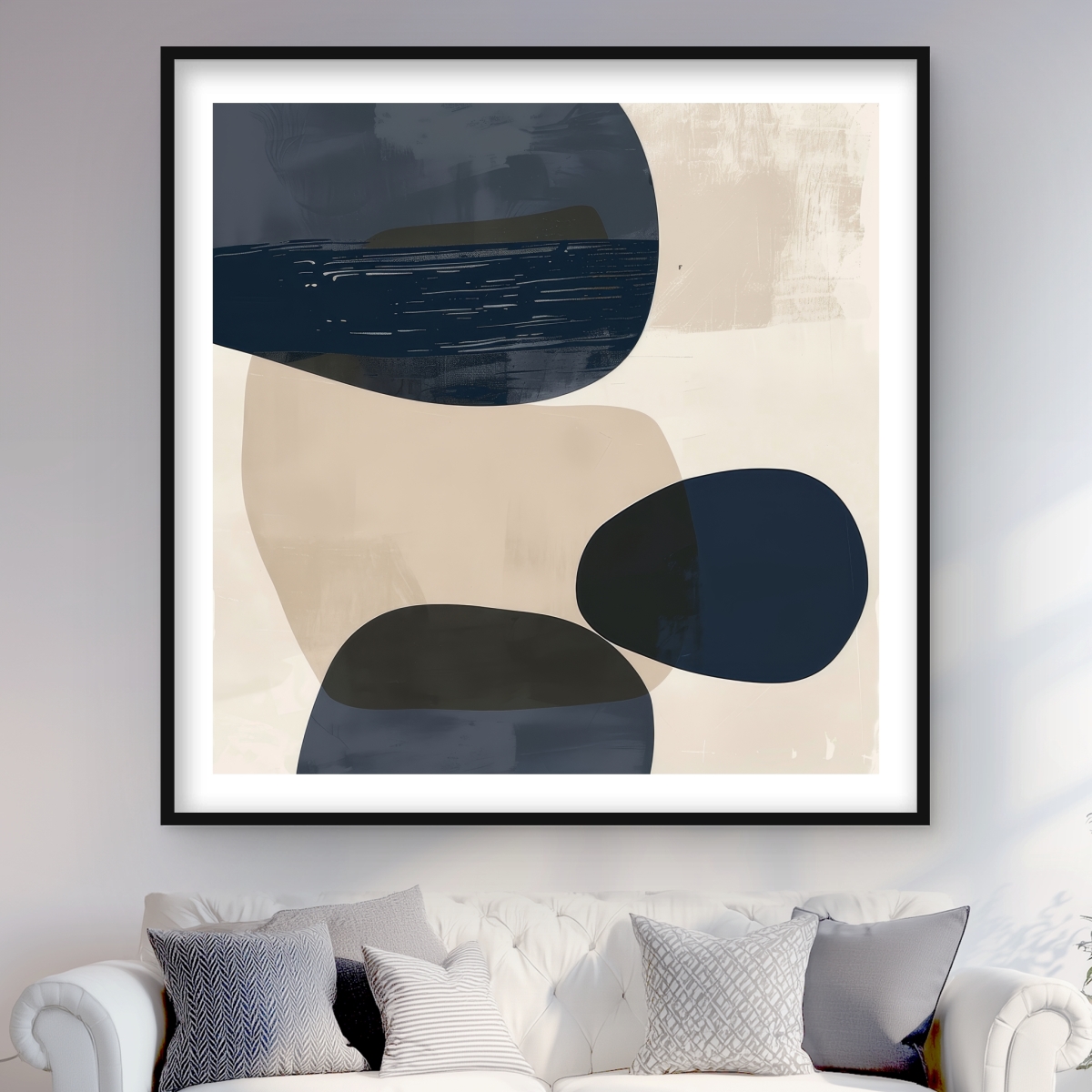 C1FM4848A3H30O 48 x 48 in. Bubbles - Gray Framed Matted Print for Elegant Home Decor