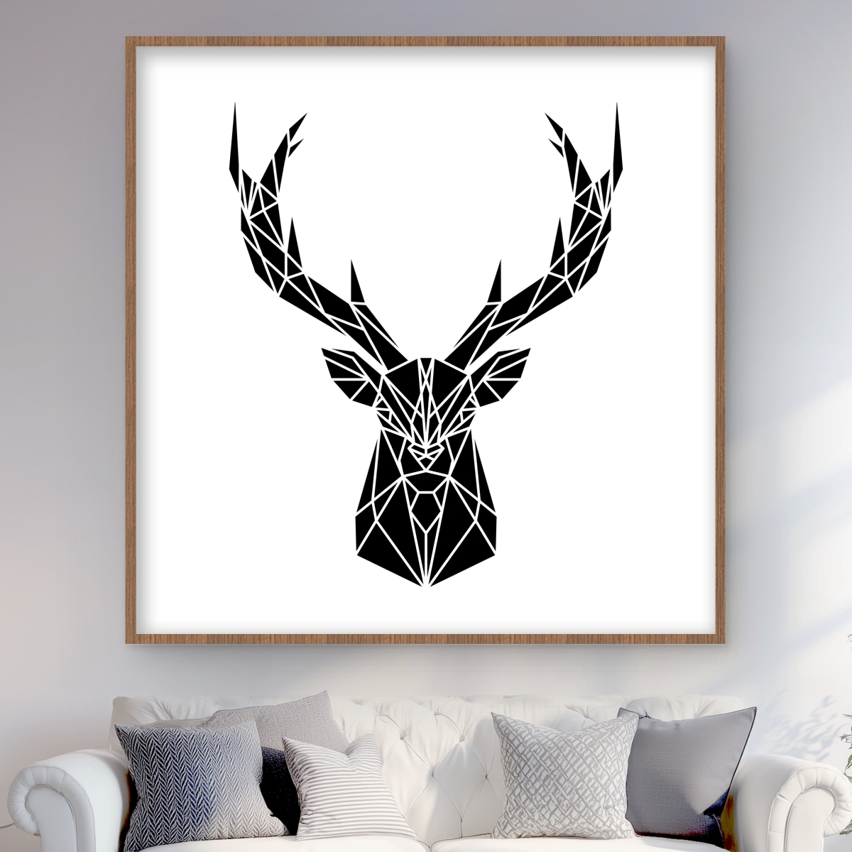 C1FM4848D61PAB 48 x 48 in. Geometric Deer Head - Office Minimalist Framed Print Decor