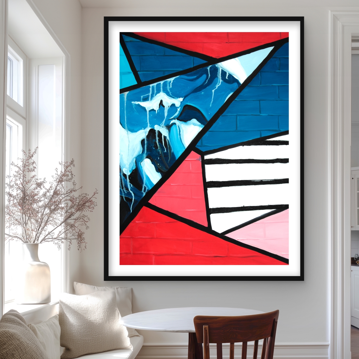 C1FM3648ZJYFYR 36 x 48 in. Diagonal Unity - Framed Matted Print for Home Office Decor
