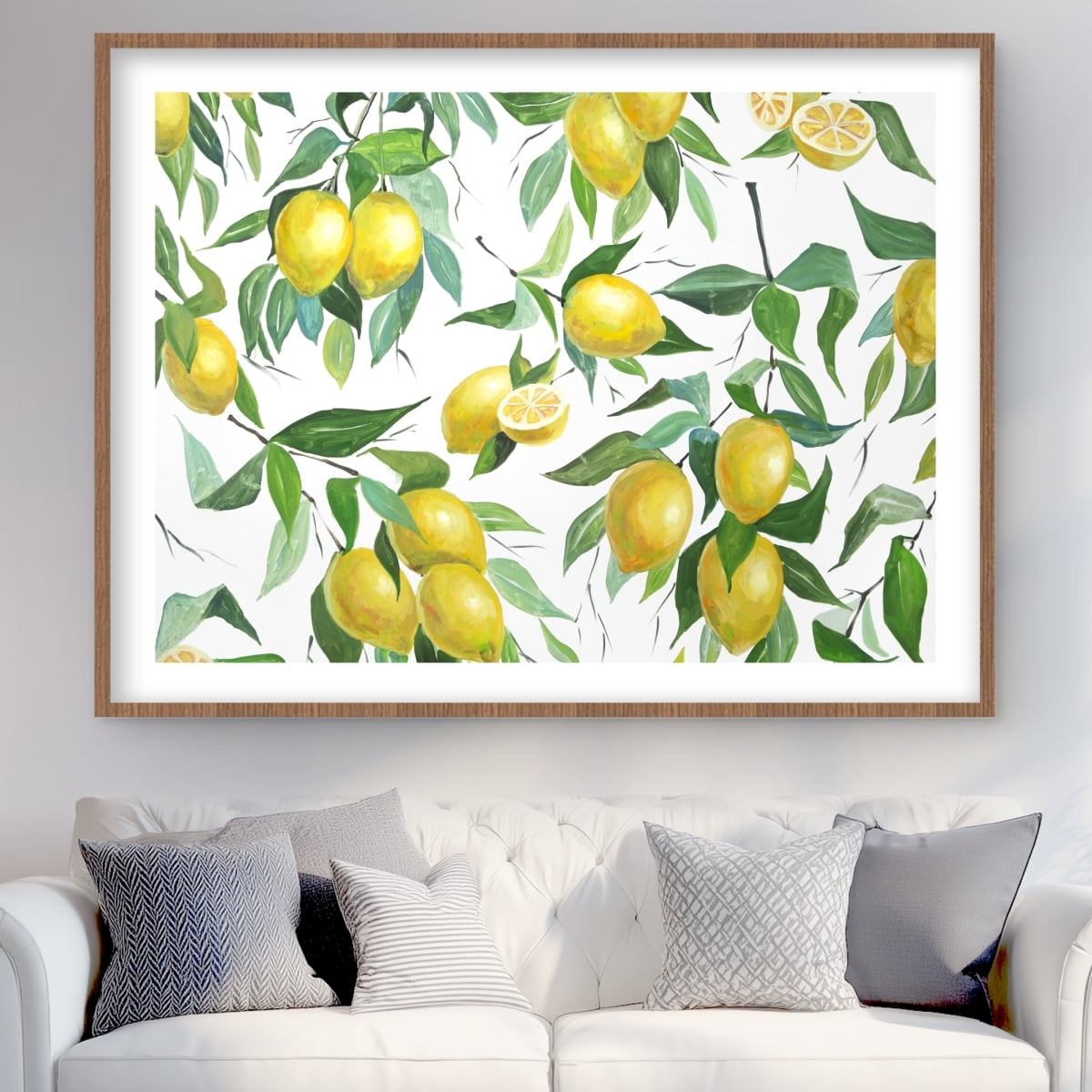 C1FM36486JNSE2 36 x 48 in. Lemon Pattern - Yellow Framed Matted Print for Home Decor