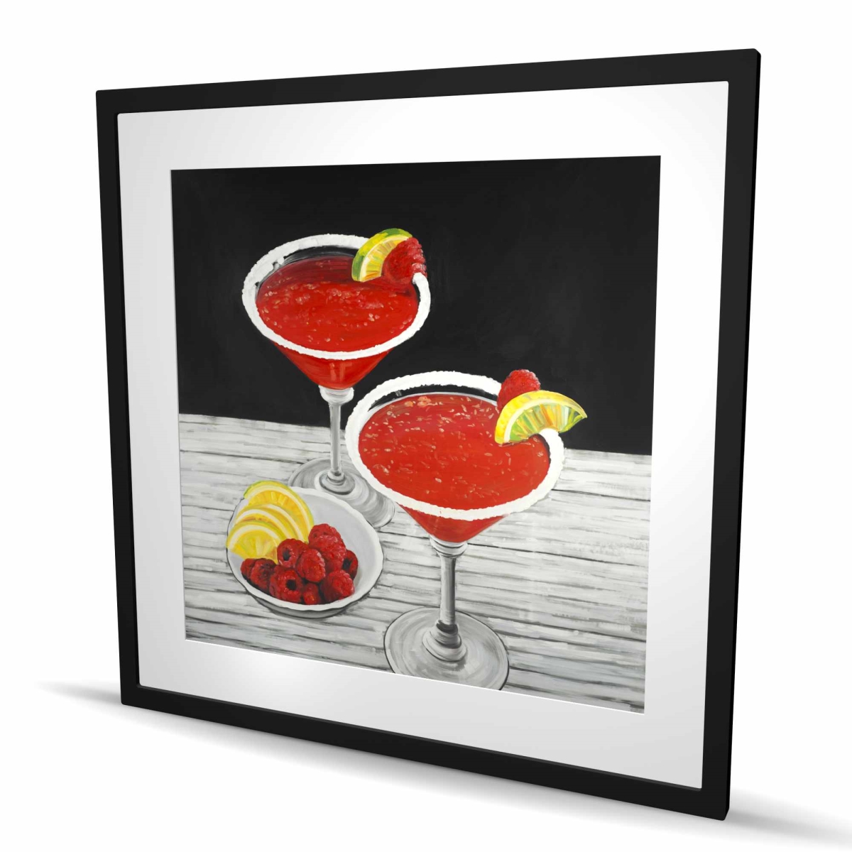 C1FM3636W5IAEI 36 x 36 in. Two Cosmopolitan - Gray Kitchen Framed Matted Print Decor