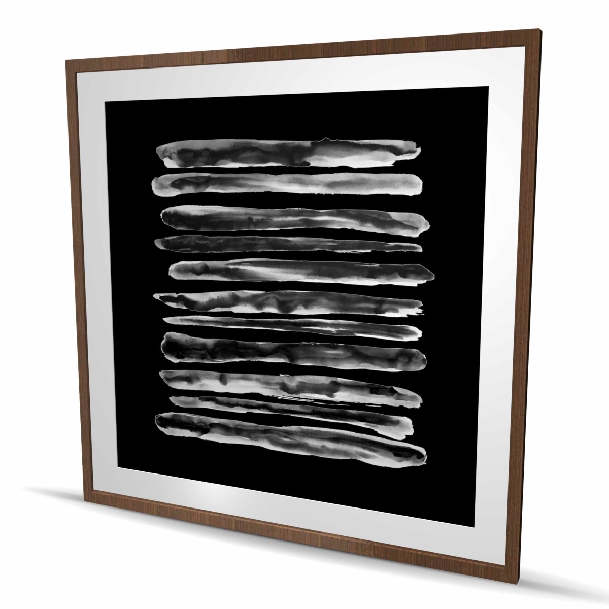 C1FM48486TH9O2 48 x 48 in. Hatching - Abstract Black Framed Matted Print for Home Decor