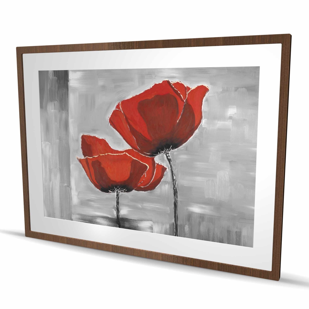 C1FM3648XA2SIO 36 x 48 in. Two Red Flowers on Grayscale Background - Framed Print Decor