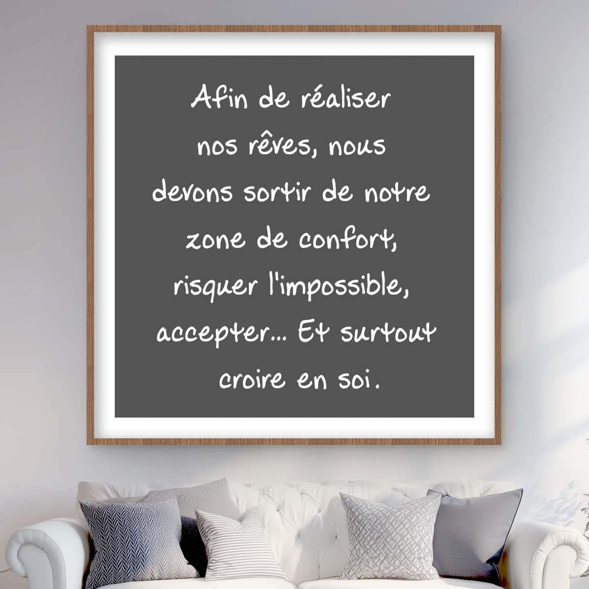 C1FM48489EZ1WP 48 x 48 in. Make Our Dreams Come True - Office Shapes Framed Print