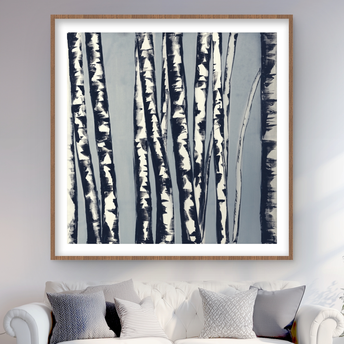 C1FM484876VONR 48 x 48 in. Abstract Birch Forest - Contemporary Framed Matted Print