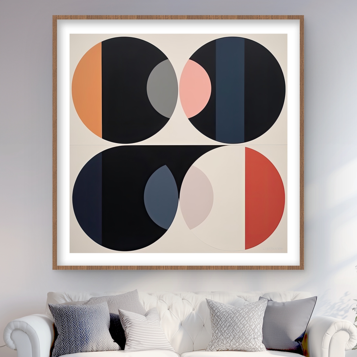 C1FM48487XT893 48 x 48 in. Imbed Circles - Framed Matted Print for Home Decor