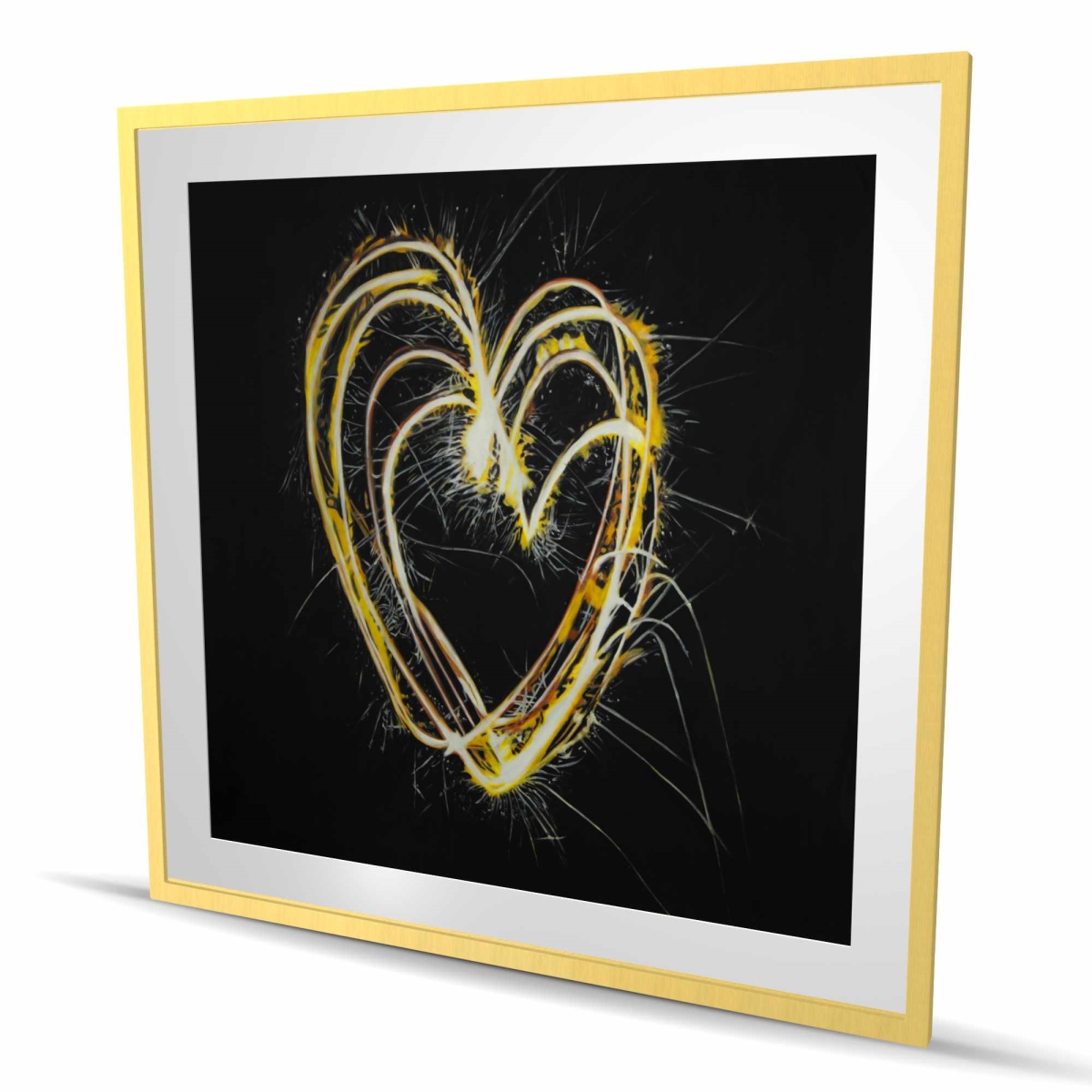 C1FM4848E1I6SC 48 x 48 in. Fireworks Heart - Framed Matted Print for Home Decor
