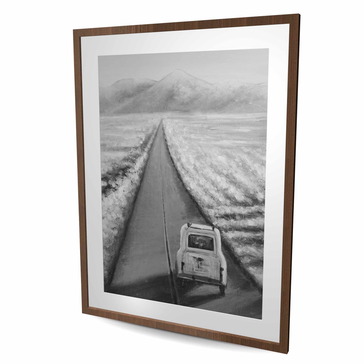 C1FM3648QG2NWW 36 x 48 in. Car on the Road - Gray Man Cave Framed Matted Print Decor