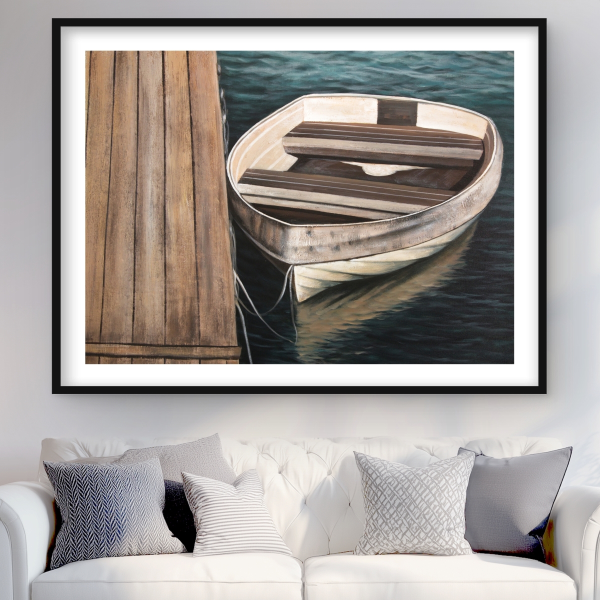 C1FM3648GHLTCD 36 x 48 in. Rowboats - White Framed Matted Print for Home Decor