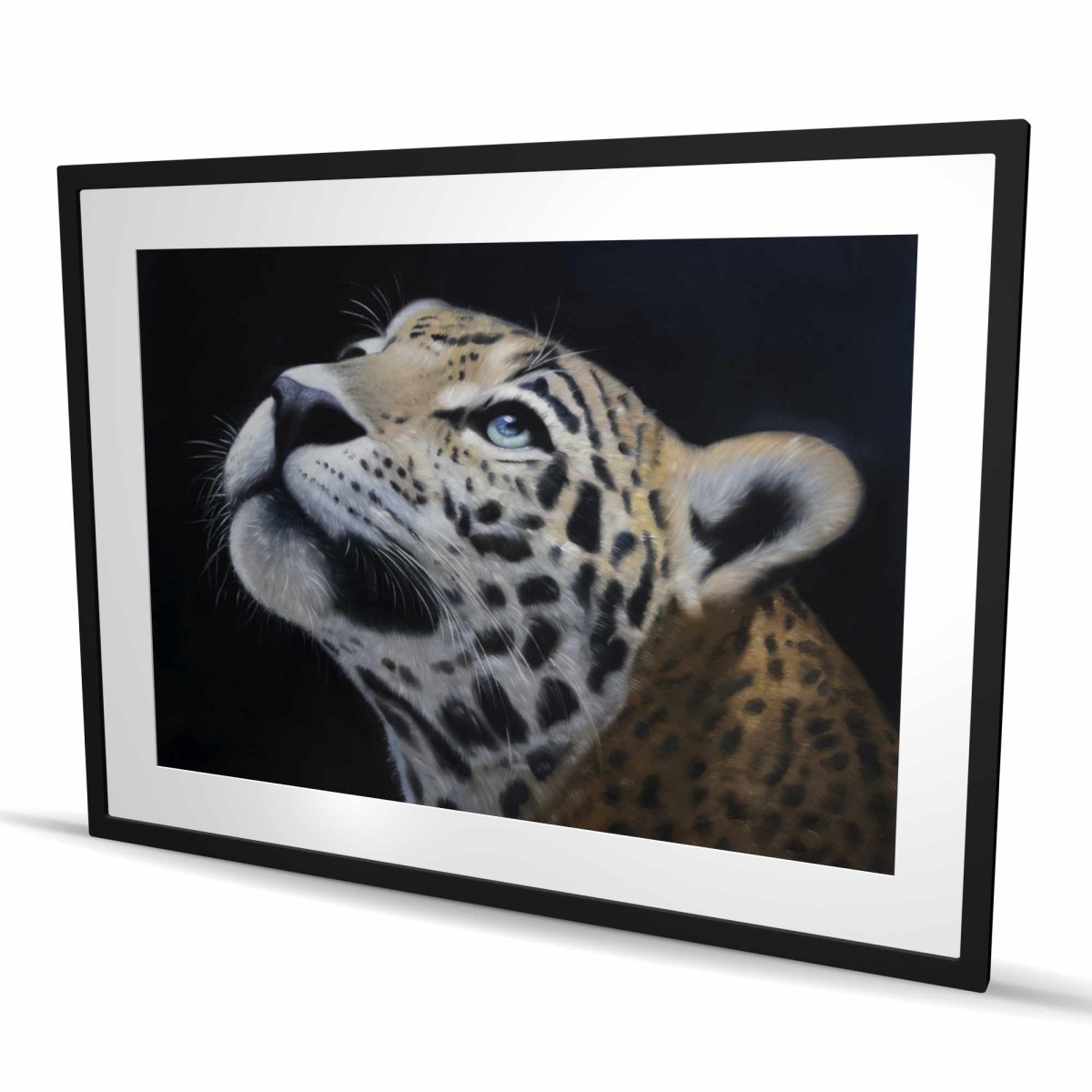 C1FM3648XX9KDT 36 x 48 in. Realistic Leopard Face - African Framed Matted Print Decor