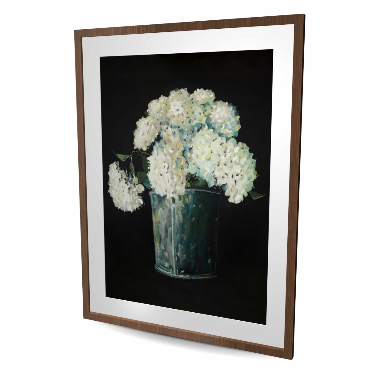 C1FM3648Y3B1MB 36 x 48 in. White Hydrangea Flowers - Botanical Black Framed Print Decor