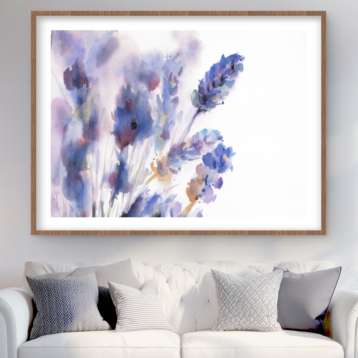 C1FM3648Y3KMCM 36 x 48 in. Watercolor Lavender Flowers Print - Rustic Botanical Decor