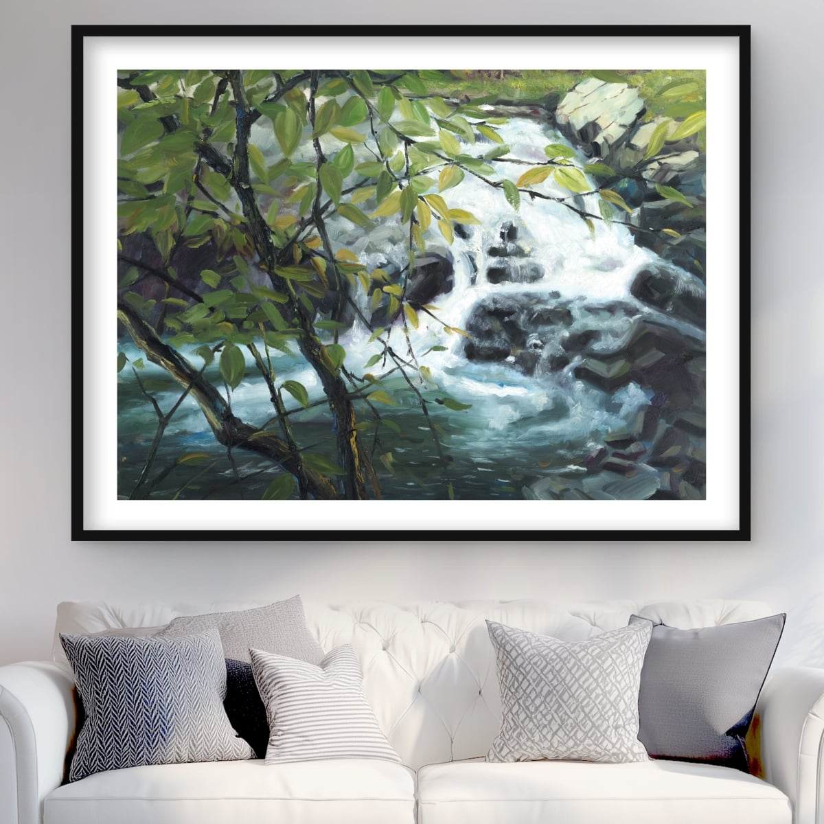C1FM36485A2DA8 36 x 48 in. Peaceful Fall - Green Trees Framed Matted Print - Home Decor