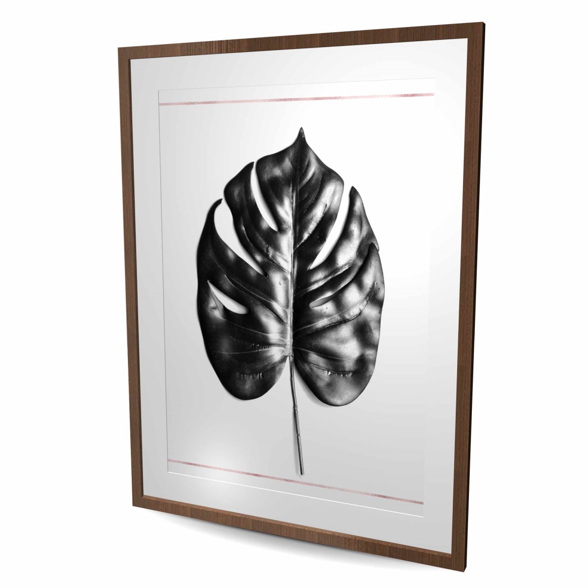 C1FM3648Z7WFXZ 36 x 48 in. Split Leaf Philodendron Rose Line Print - Scandinavian Decor