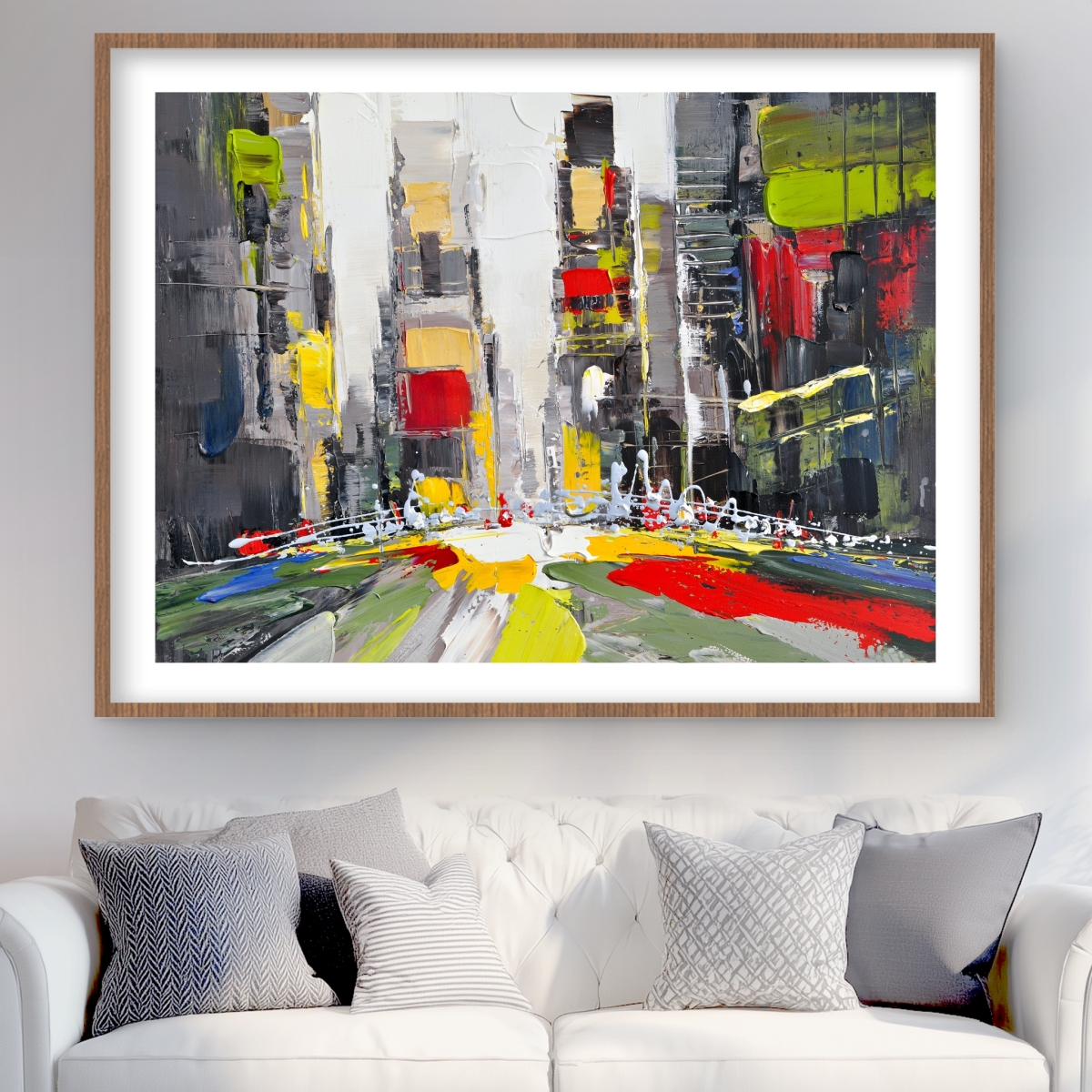 C1FM36488F8K7D 36 x 48 in. Abstract Texturized Cityscape - Building Cities Framed Print