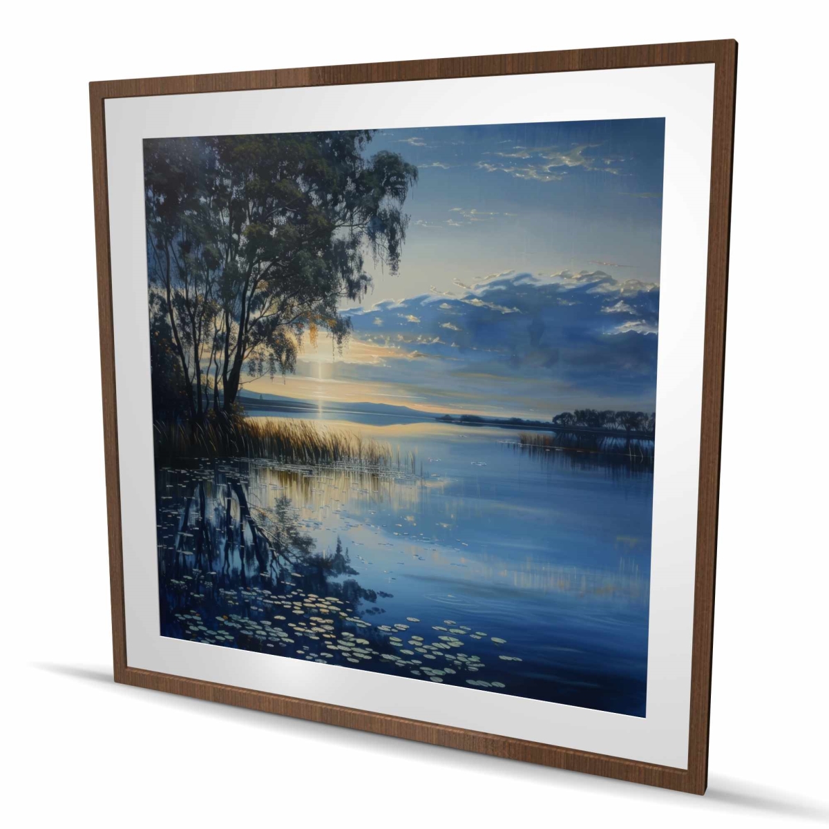C1FM4848NS1KNH 48 x 48 in. Immobile - Turquoise Framed Matted Print for Home Decor