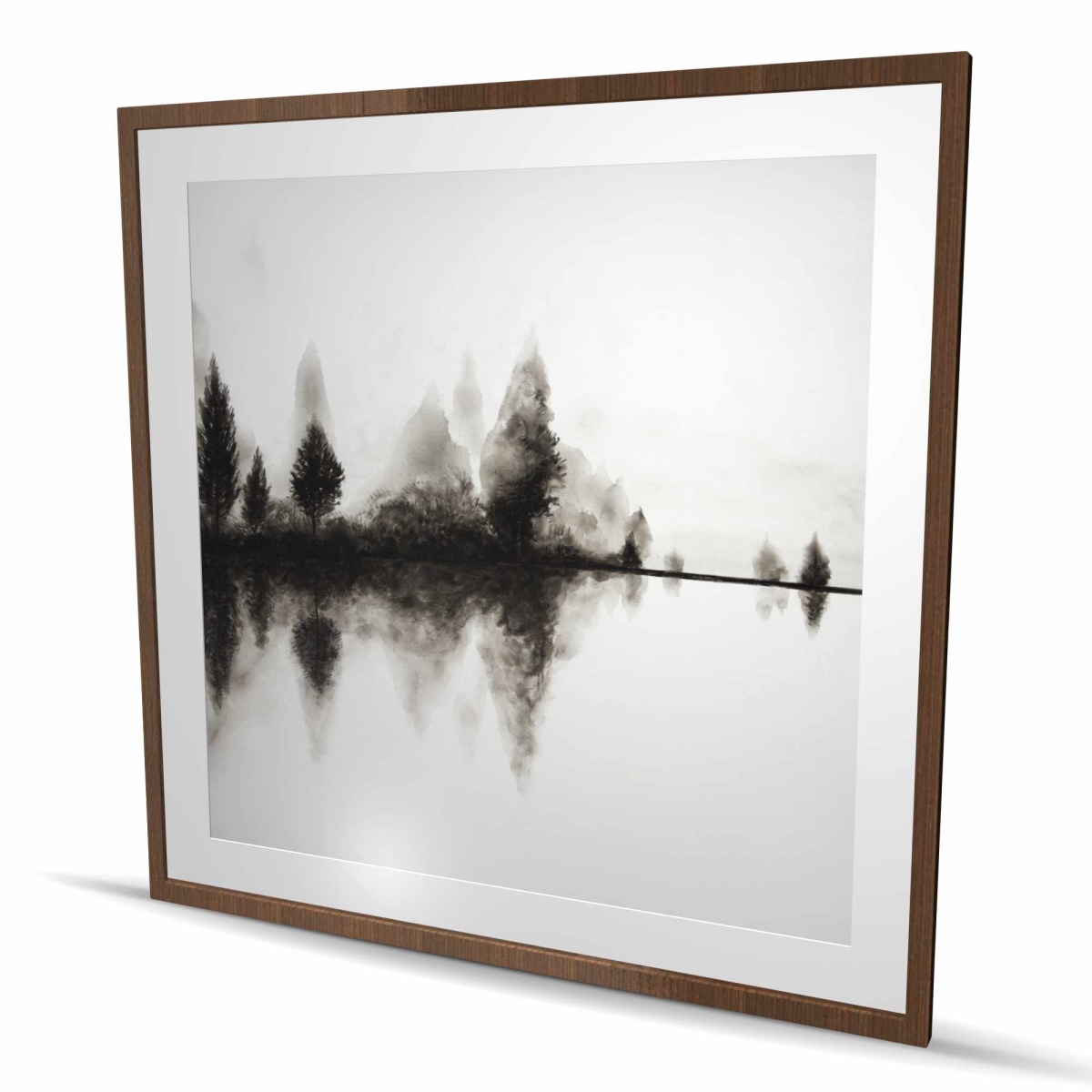 C1FM4848O4L6S8 48 x 48 in. Reflection - Trees Office Framed Matted Print for Home Decor