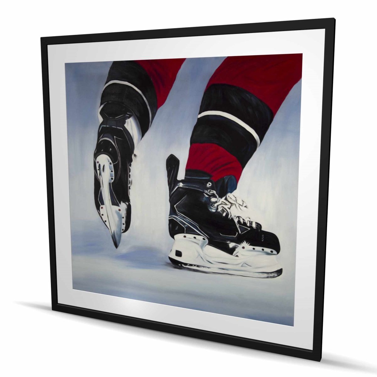 C1FM4848OSPVA0 48 x 48 in. Hockey Player Hyperrealist Framed Print - Man Cave Decor