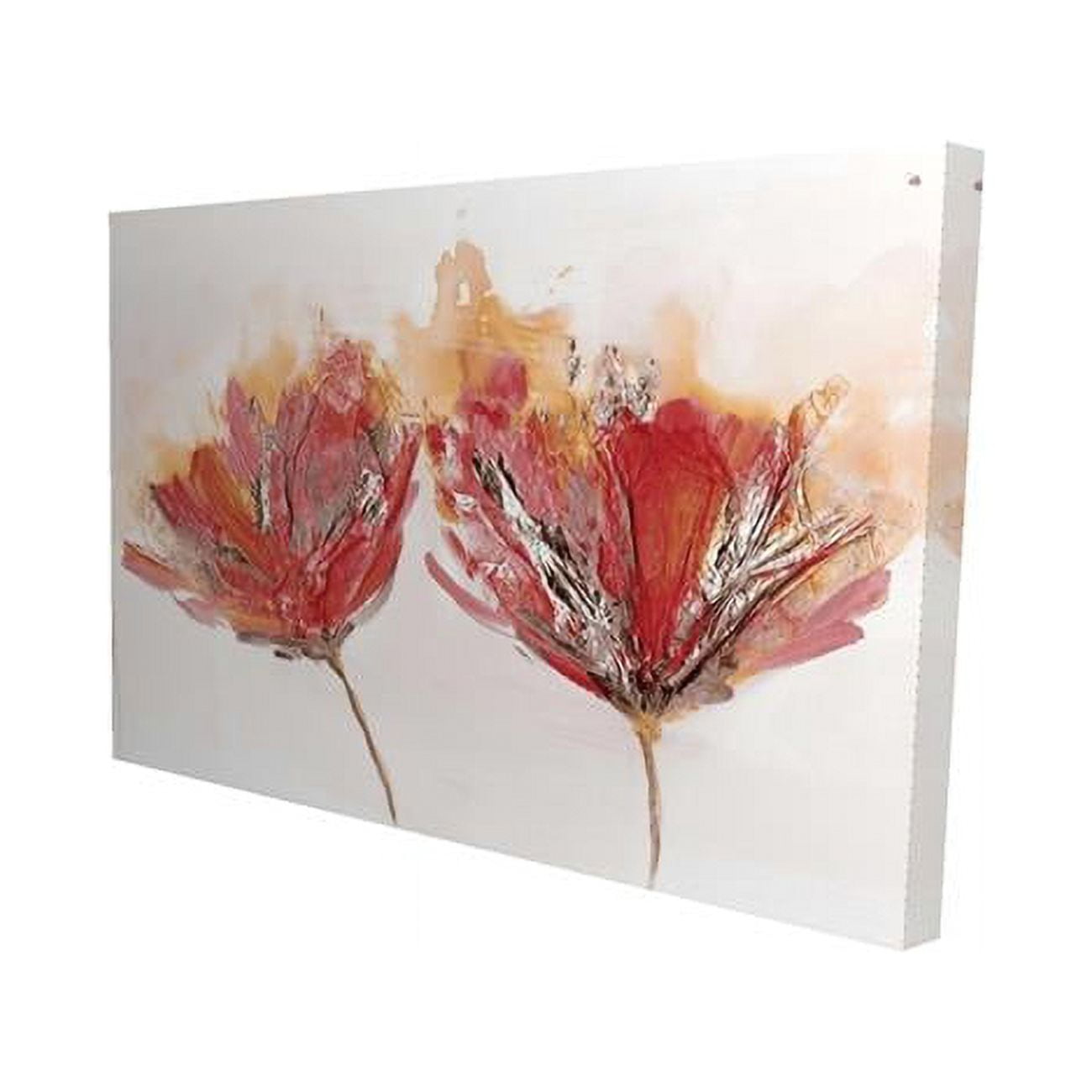 20 x 30 in. Crimson Flowers & Butterfly-Print on Canvas