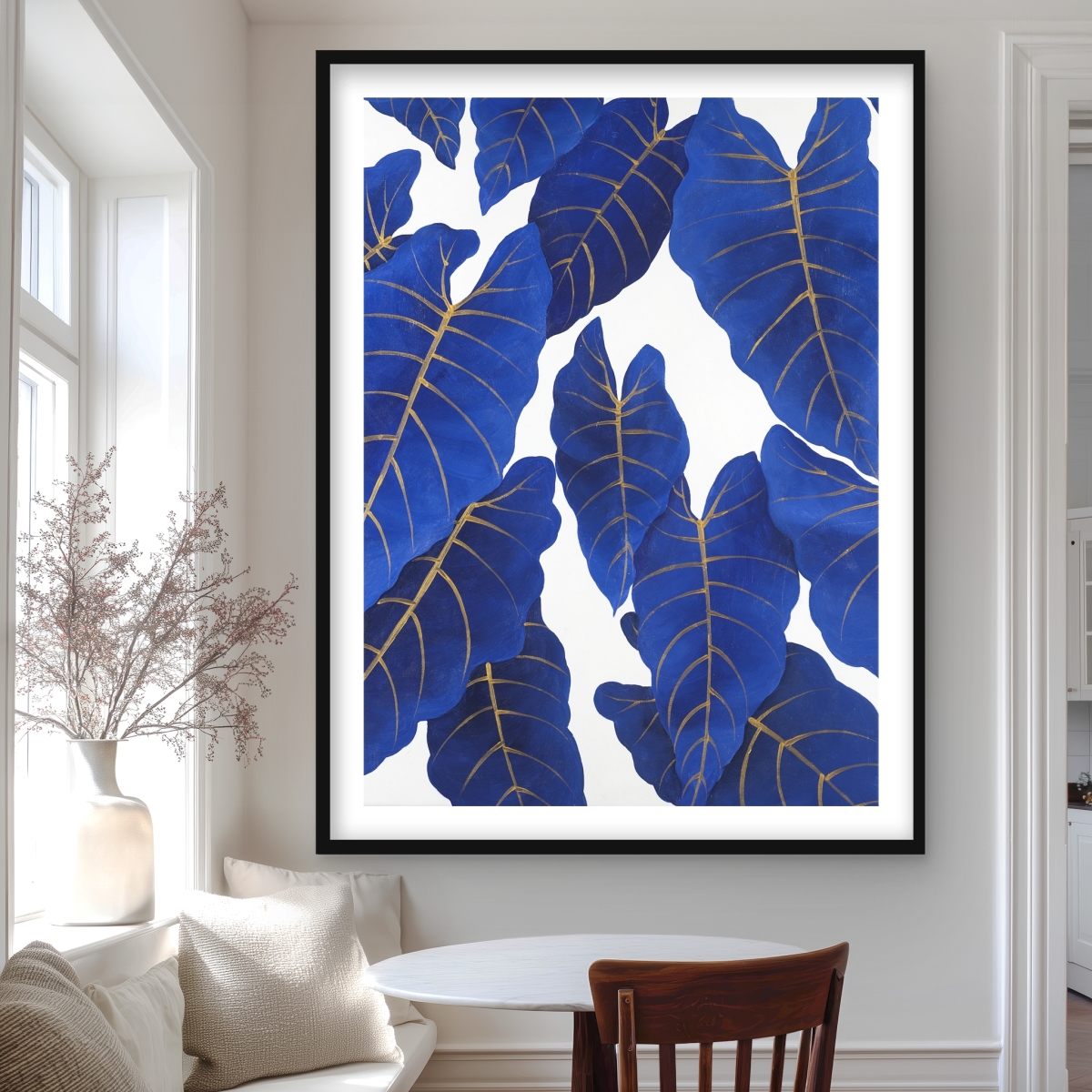 C1FM3648CPEXAV 36 x 48 in. Tropical Abstract Blue Leaves - Framed Matte Botanical Print