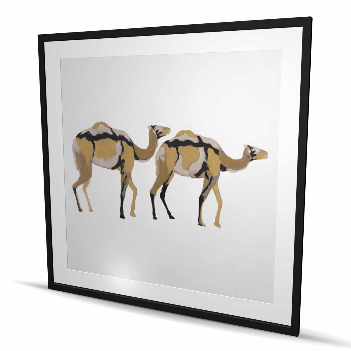 C1FM4848G89EVI 48 x 48 in. Two Abstract Dromedars - Brown Animals Framed Matted Print