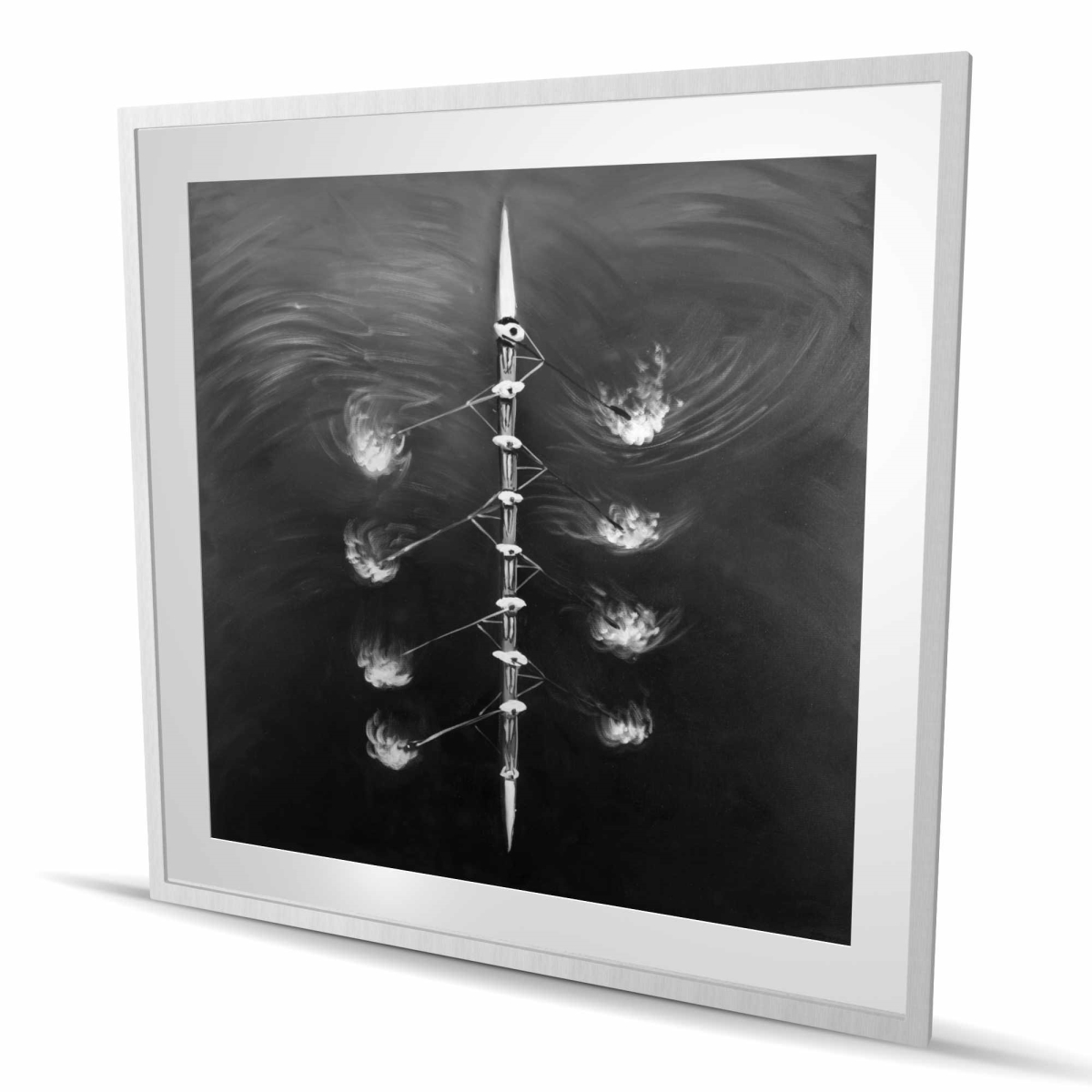 C1FM4848BP7JYB 48 x 48 in. Rowing Boat Race Print - Man Cave Sports Decor - Framed Art