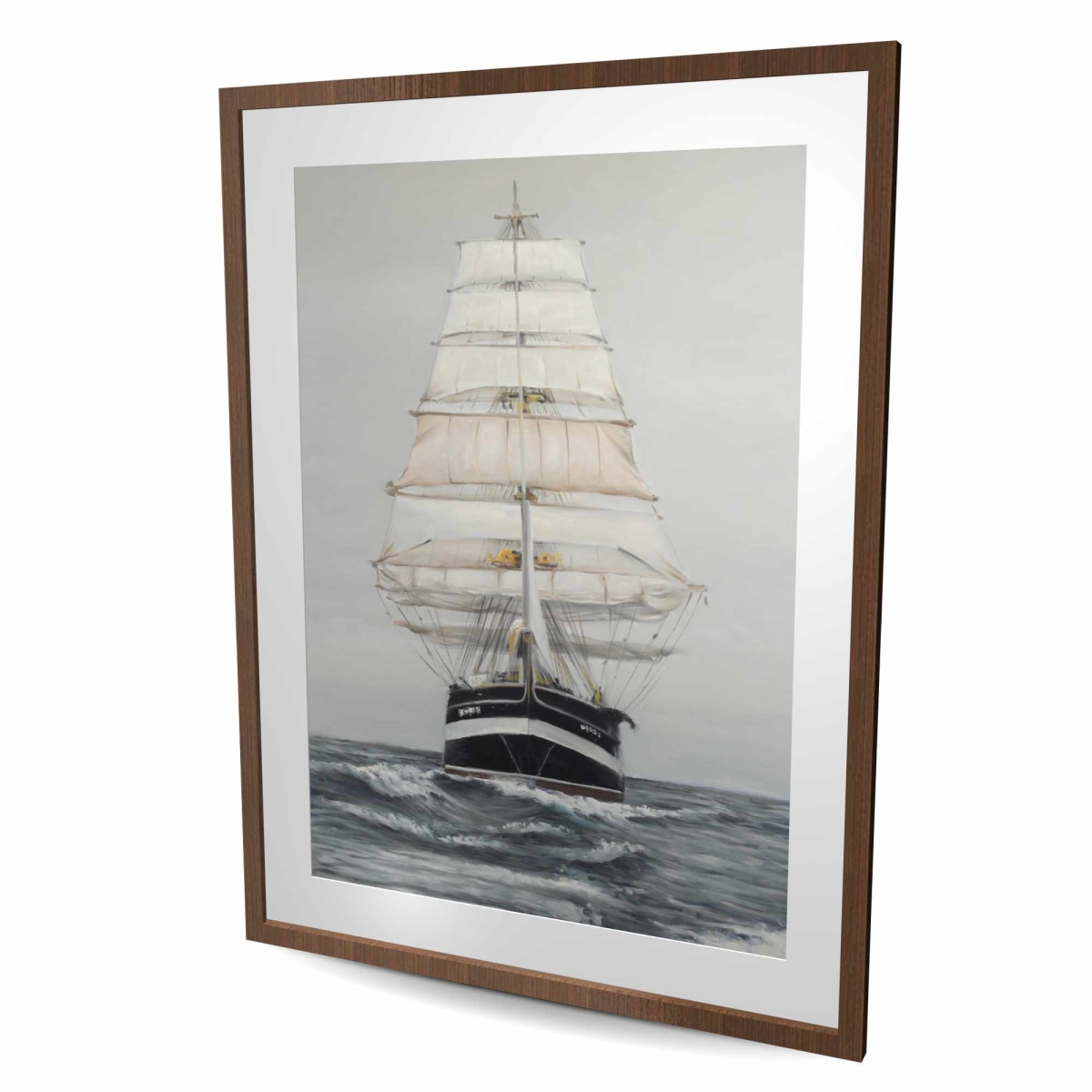 C1FM3648ADDYTK 36 x 48 in. Ship Gently Sailing by A Cloudy Day - Framed Coastal Print