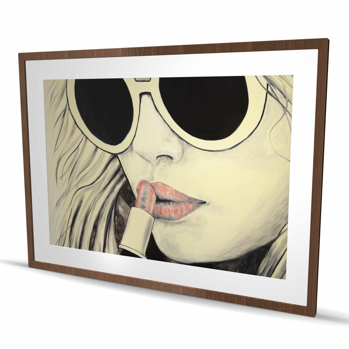 C1FM36488F4R9S 36 x 48 in. Pink Lips - Figurative Framed Matted Print for Home Decor