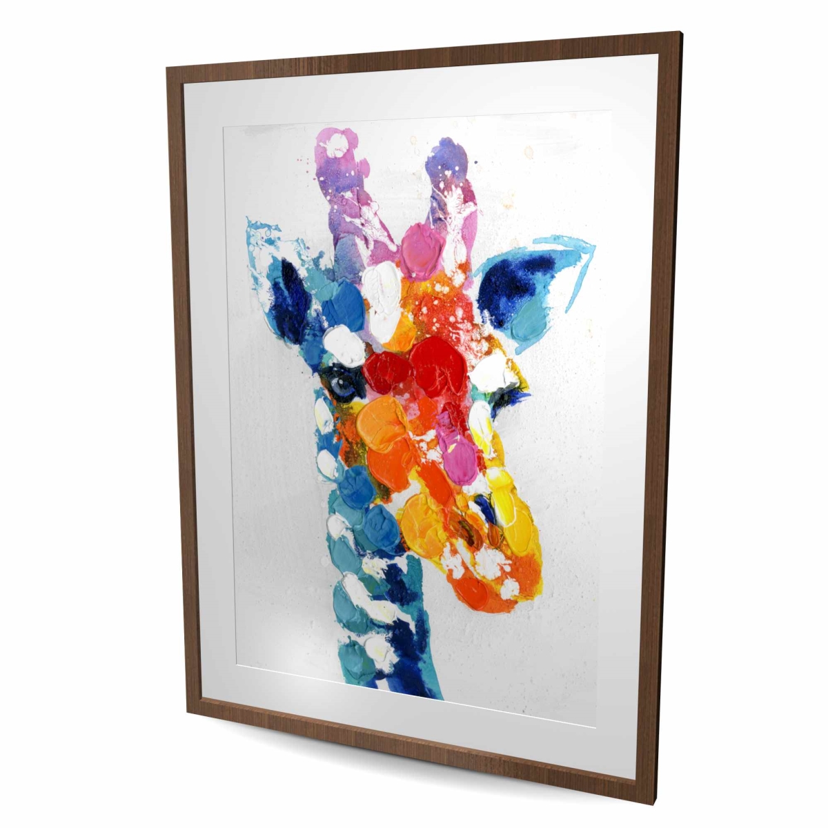 C1FM36488IGKJH 36 x 48 in. Color Spotted Abstract Giraffe - Framed Matted Print Decor