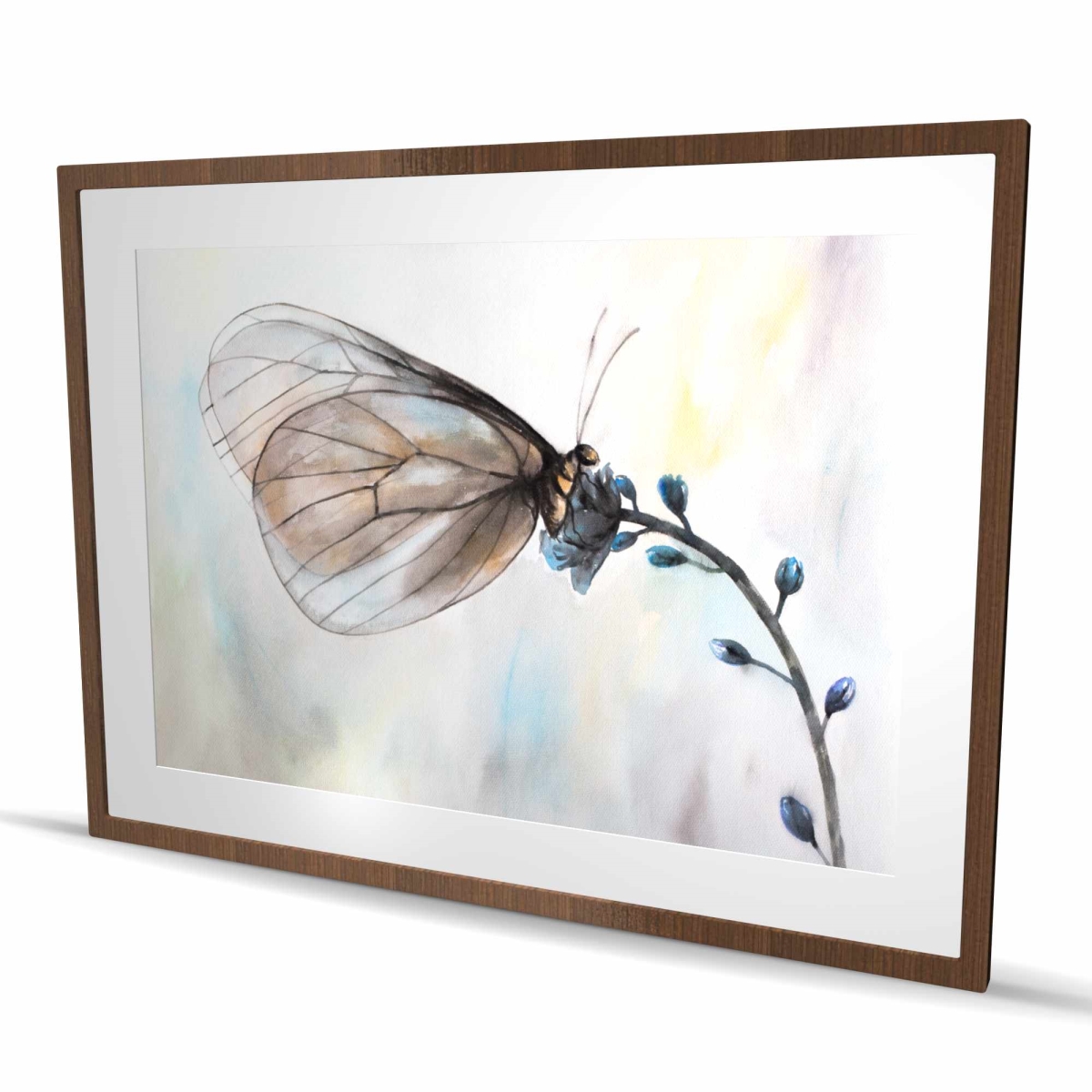 C1FM3648LCRS2K 36 x 48 in. Butterfly on Blue Flowers - Romantic Framed Matted Print