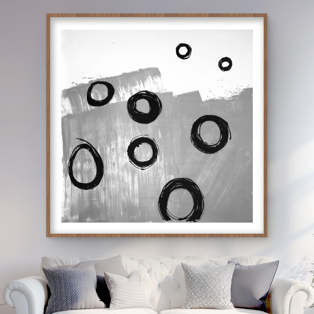 C1FM484848A0PM 48 x 48 in. Deconstructed - Monochrome Abstract Framed Matted Print
