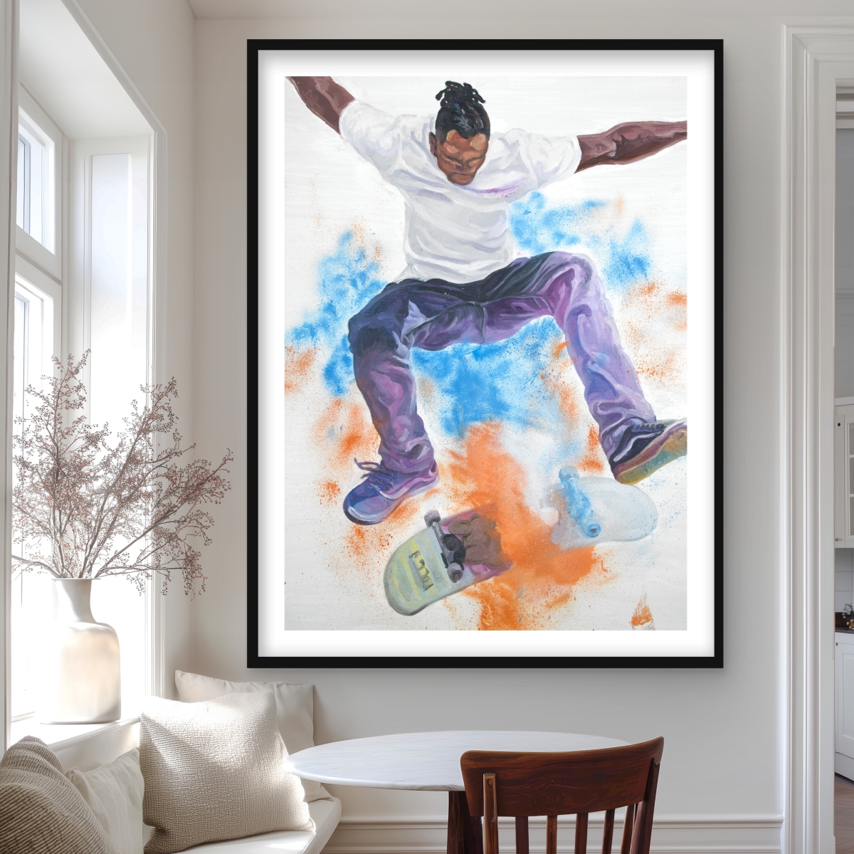 C1FM3648947VBG 36 x 48 in. Skater - Man Cave Illustrative Framed Matted Print for Decor