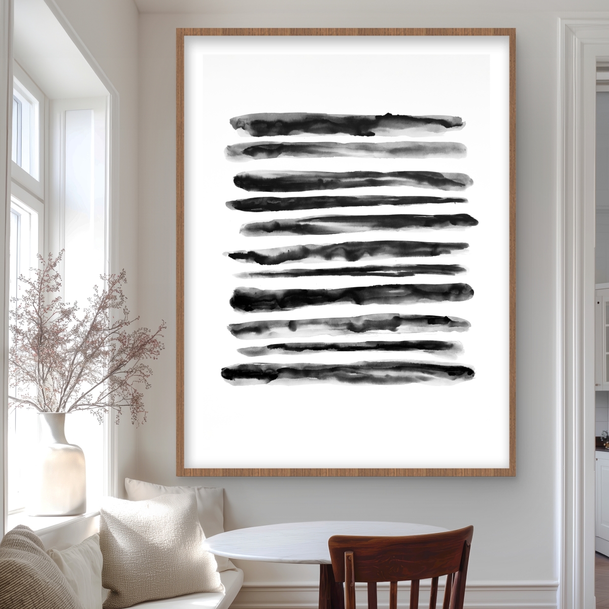 C1FM3648BKCRIL 36 x 48 in. Hatching - Minimalist Framed Matted Print for Bathroom Decor