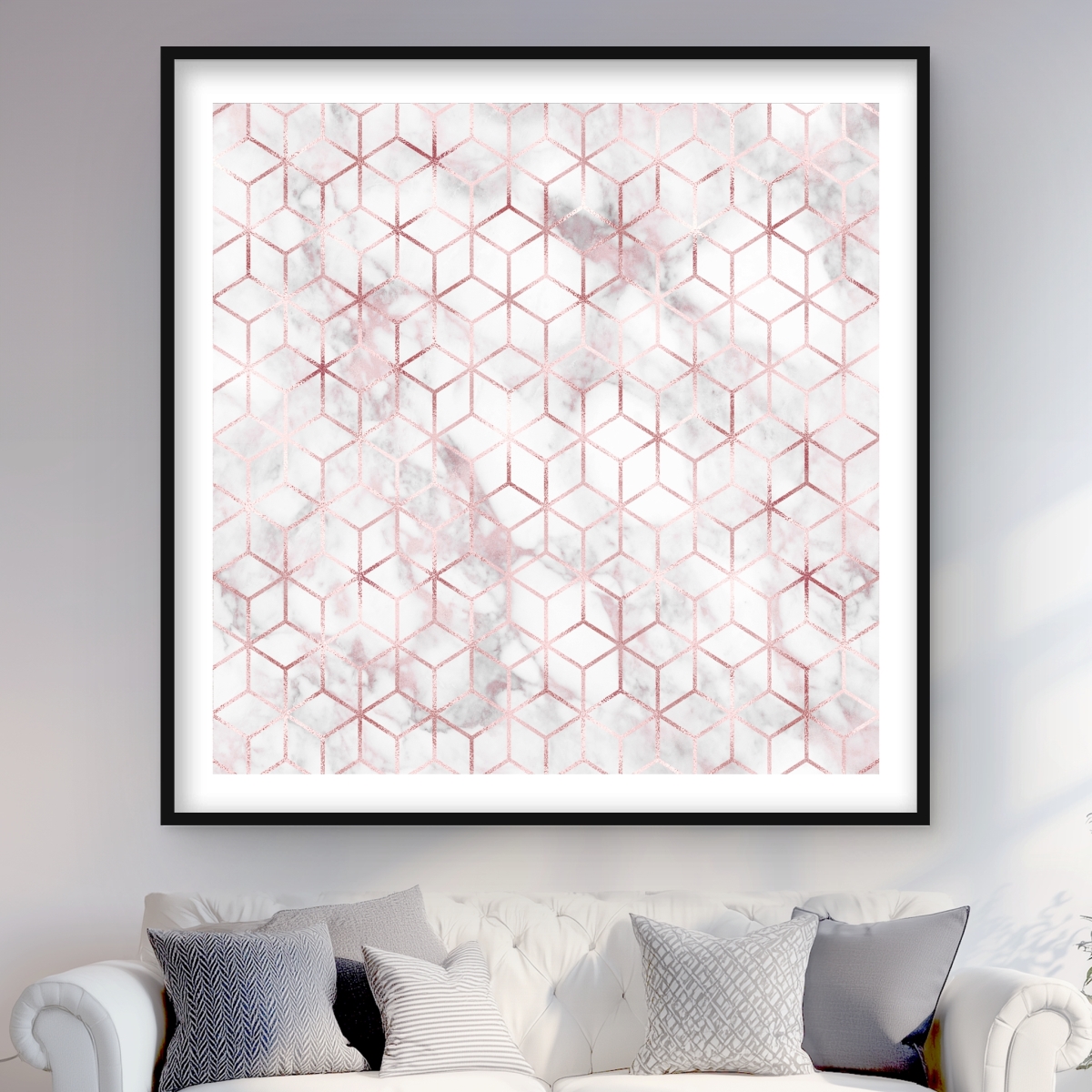 C1FM48485OJ932 48 x 48 in. Symmetry - Modern Pattern Framed Matted Print for Home Decor