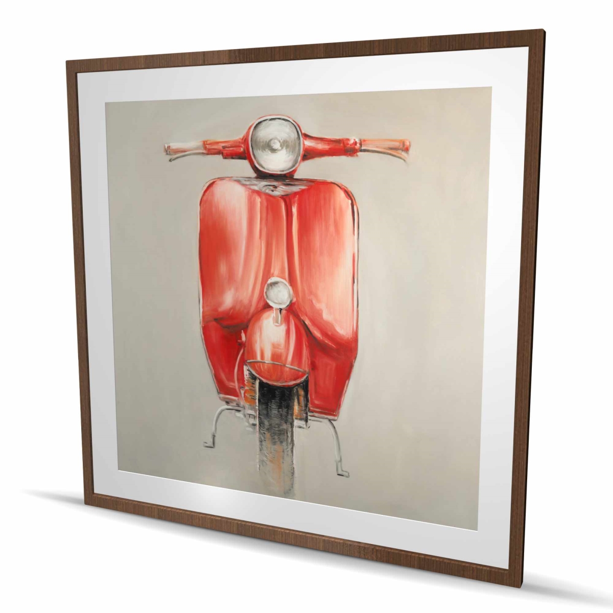 C1FM48487ISADS 48 x 48 in. Small Red Moped - Framed Matted Print for Home Decor