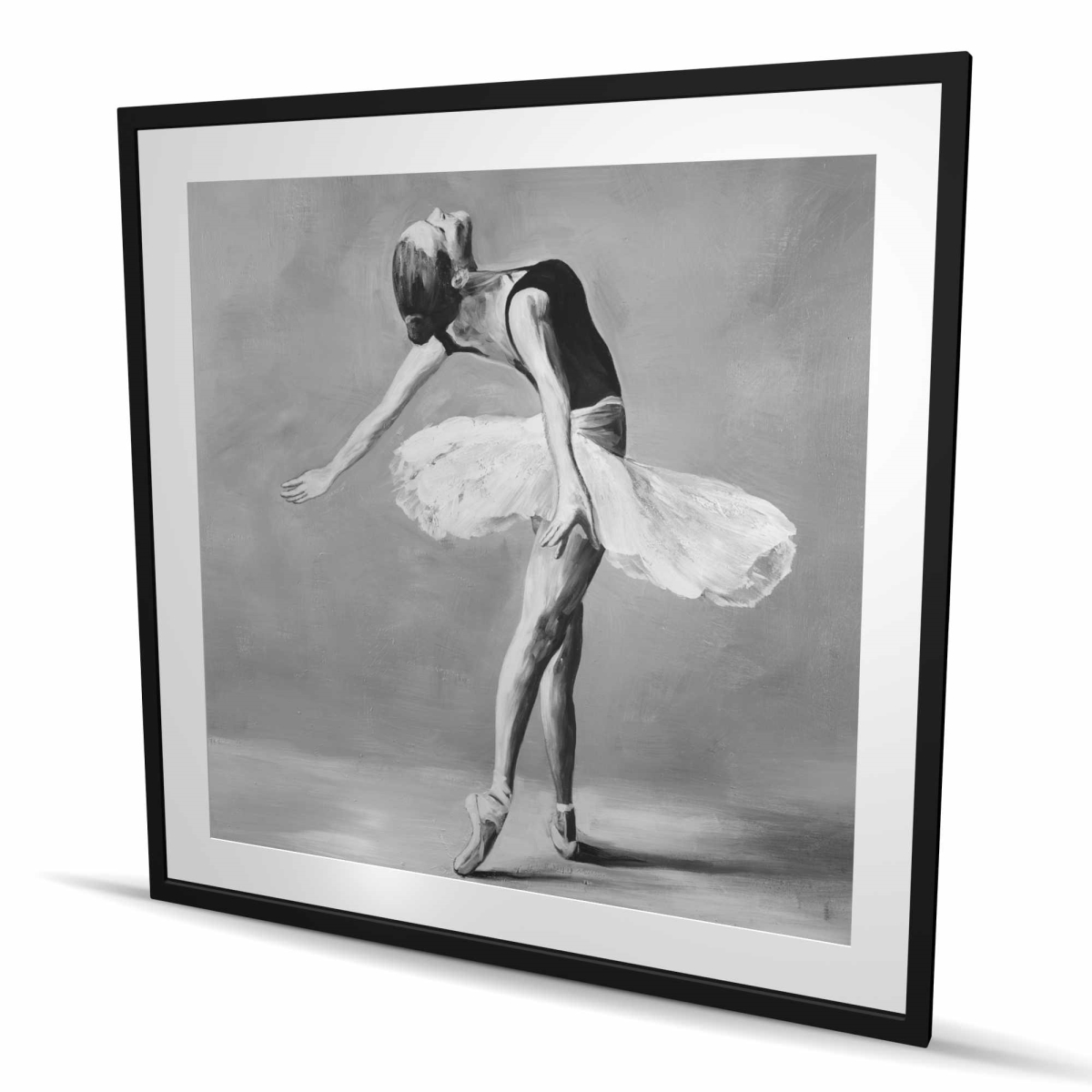 C1FM48487T5UN6 48 x 48 in. Classic Ballet Dancer - White Framed Matted Print for Decor