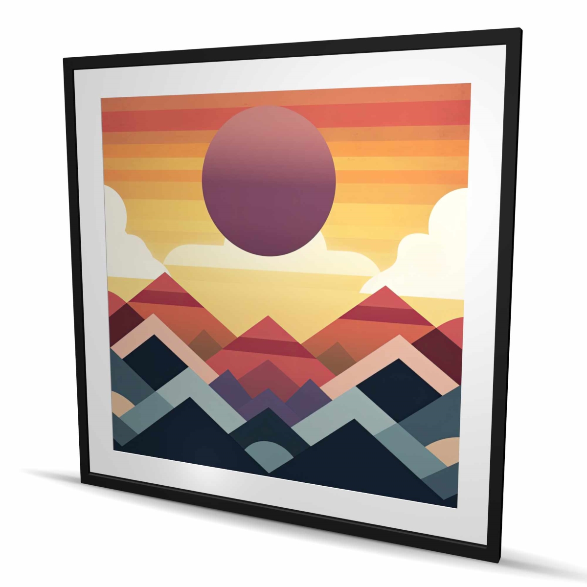 C1FM4848FZ19TZ 48 x 48 in. Peace Mountain - Illustrative Pattern Framed Matted Print