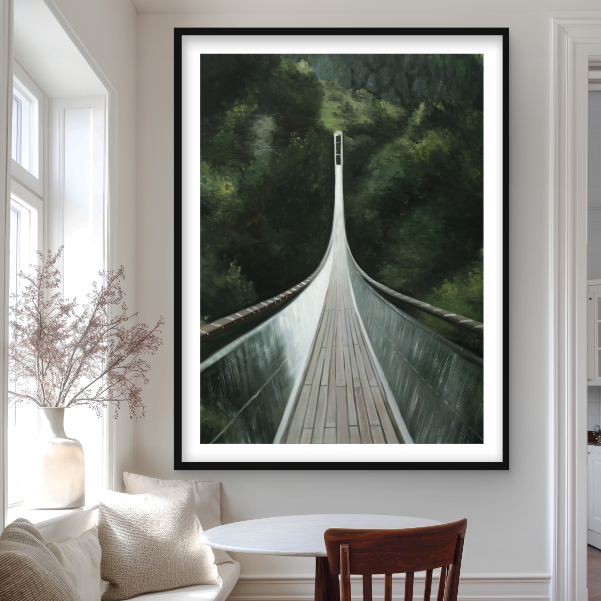 C1FM3648DC6Q3C 36 x 48 in. Steep Bridge - Modern Office Framed Matted Print for Decor