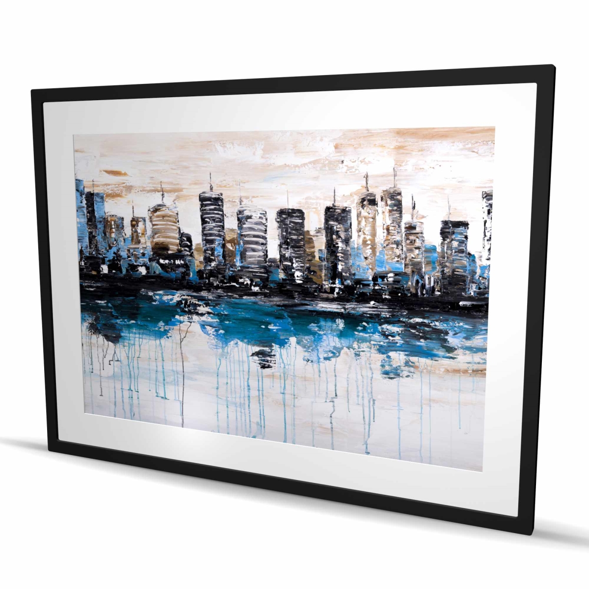 C1FM3648DDFZF0 36 x 48 in. Abstract City Reflection Print - Framed Matted Home Decor