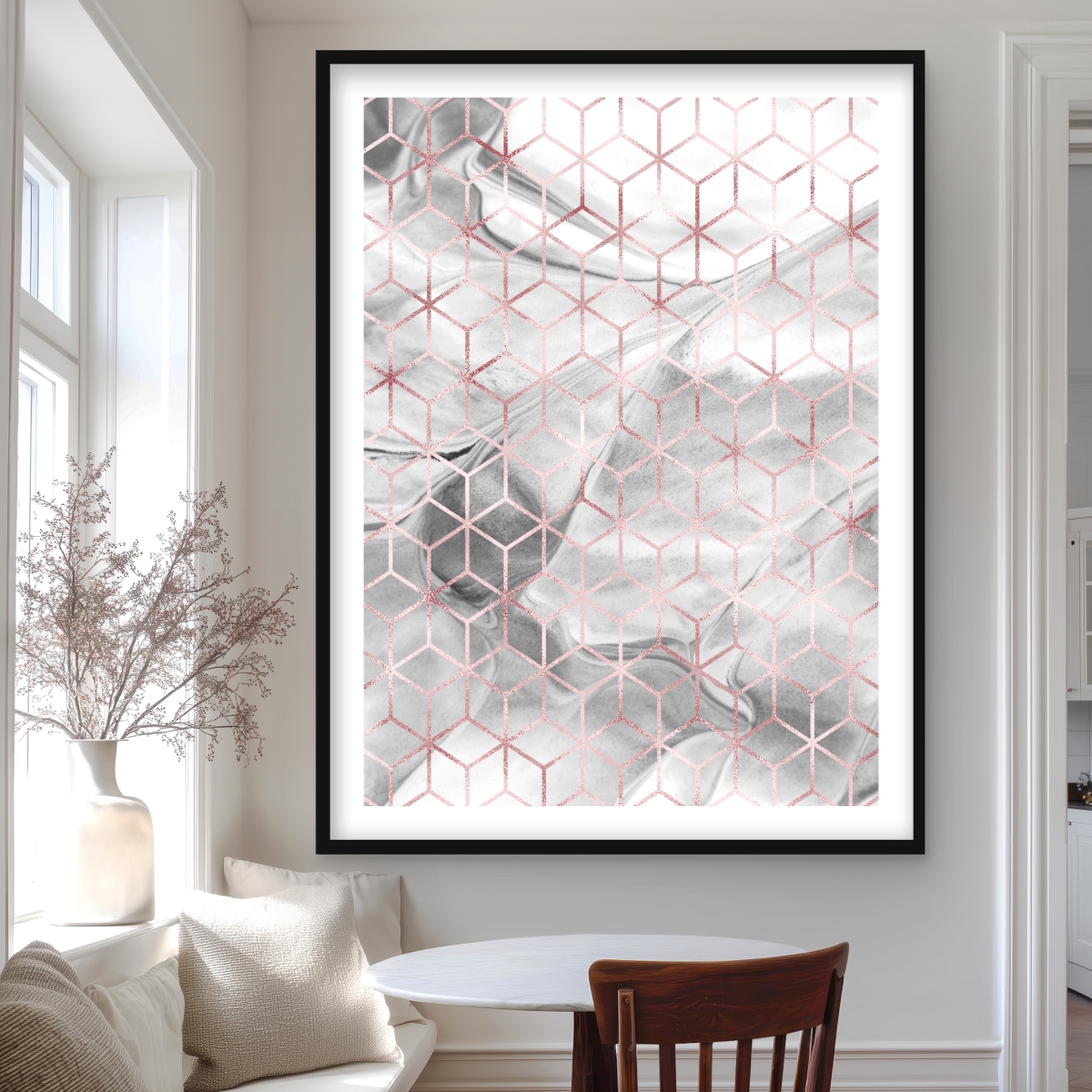 C1FM3648DMYHG8 36 x 48 in. Symmetry - Modern Pattern Framed Matted Print for Home Decor