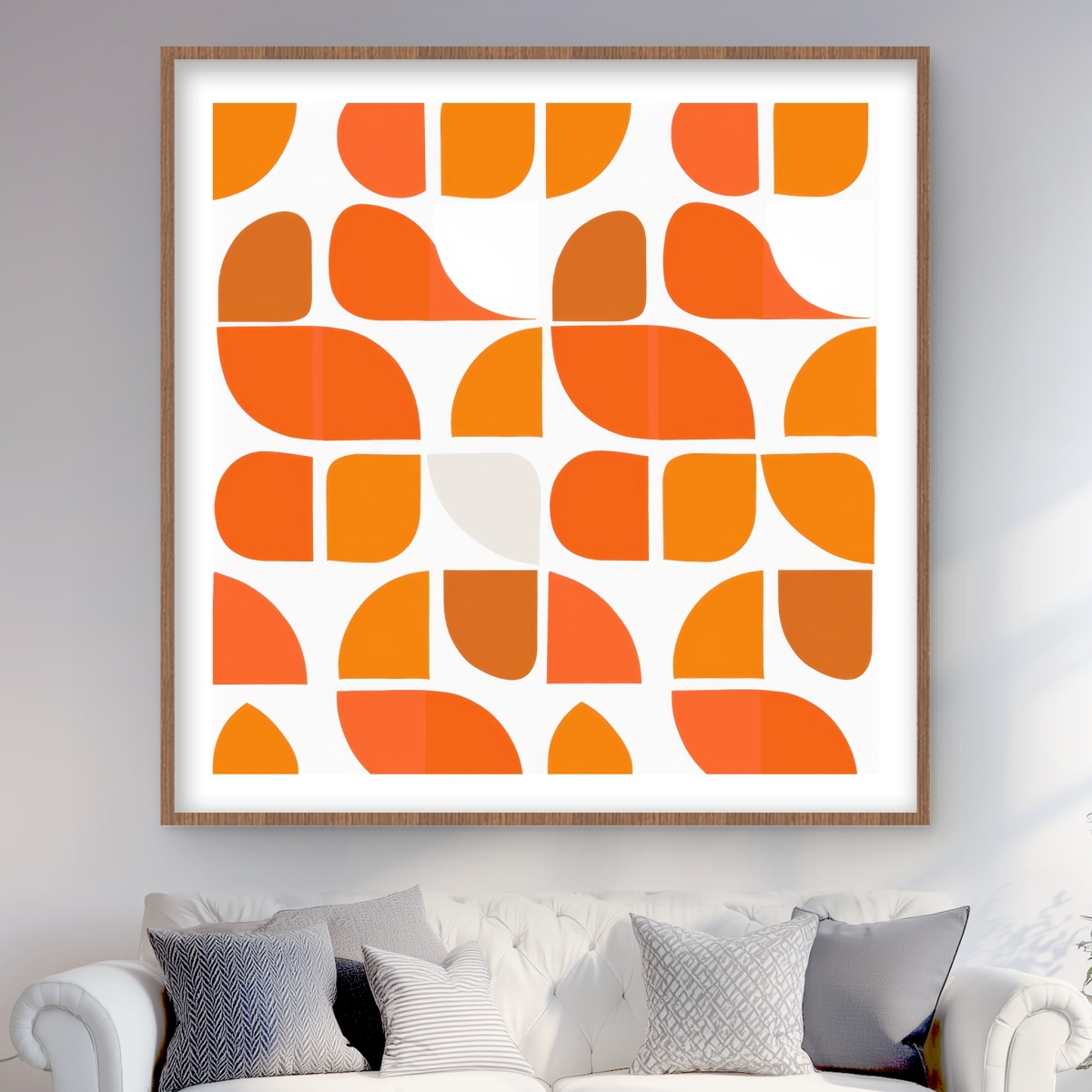 C1FM4848GO7AIC 48 x 48 in. Zig Zag - White Framed Matted Print for Home Decor