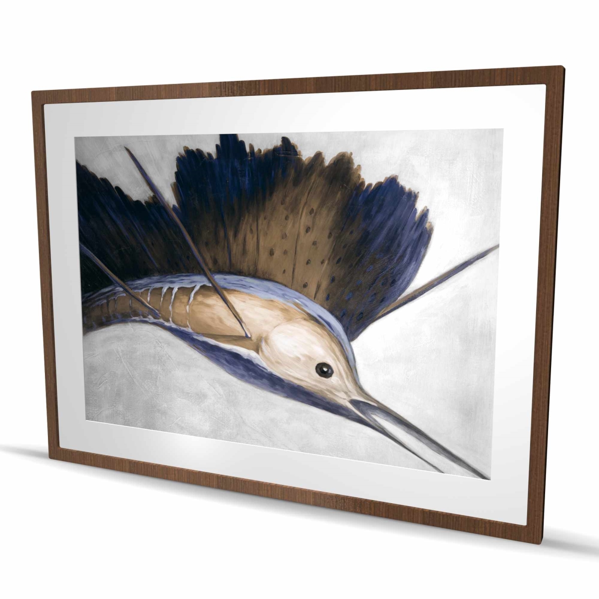 C1FM3648Q7IBPB 36 x 48 in. Abstract Swordfish - Framed Matted Print for Bathroom Decor