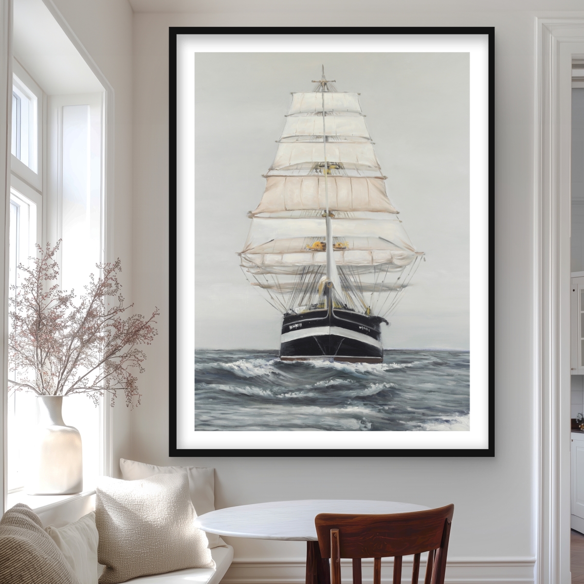 C1FM3648R6SUM4 36 x 48 in. Ship Gently Sailing by A Cloudy Day - Framed Matted Print