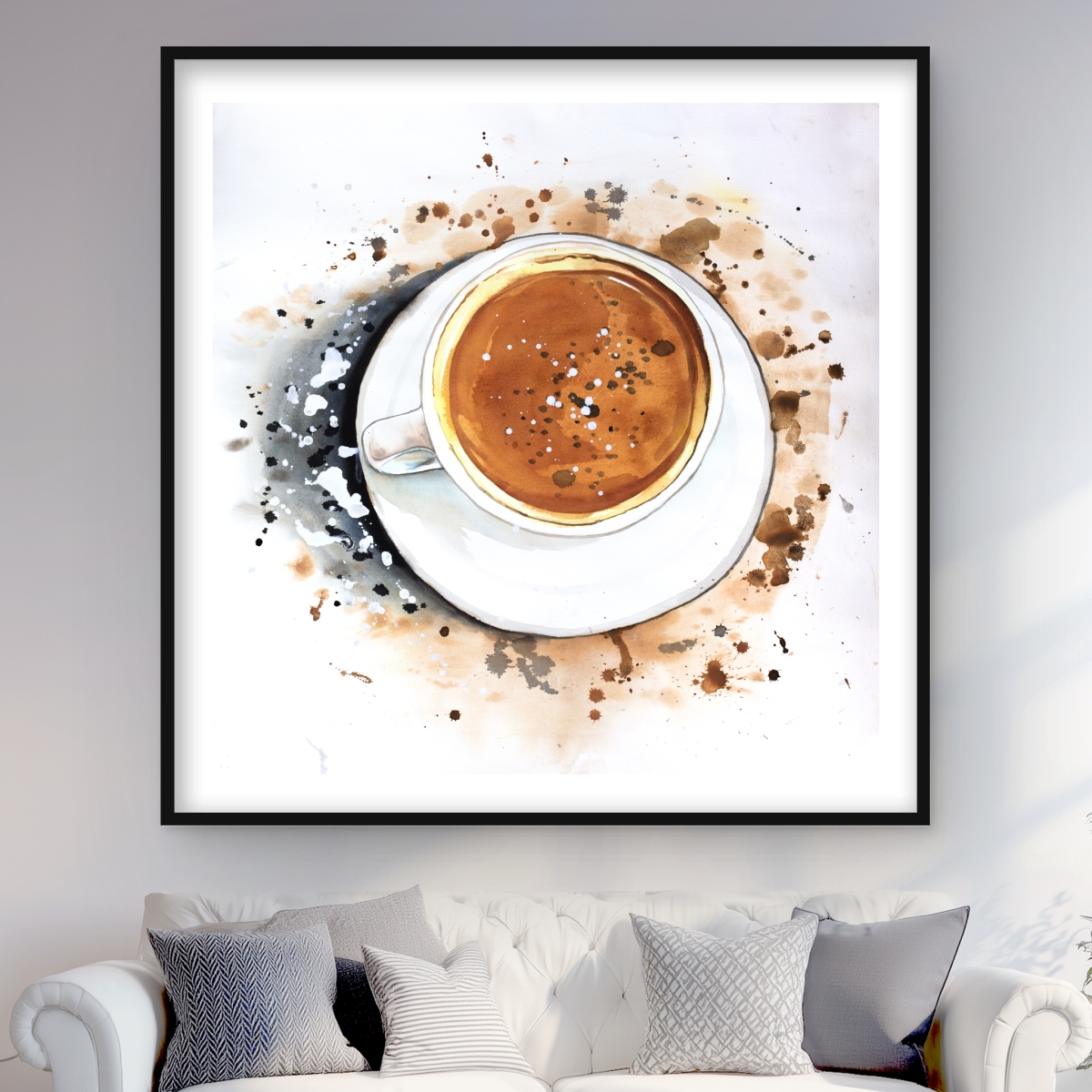 C1FM4848ZLRD77 48 x 48 in. Cappuccino Refreshing - Kitchen Holidays Framed Matted Print