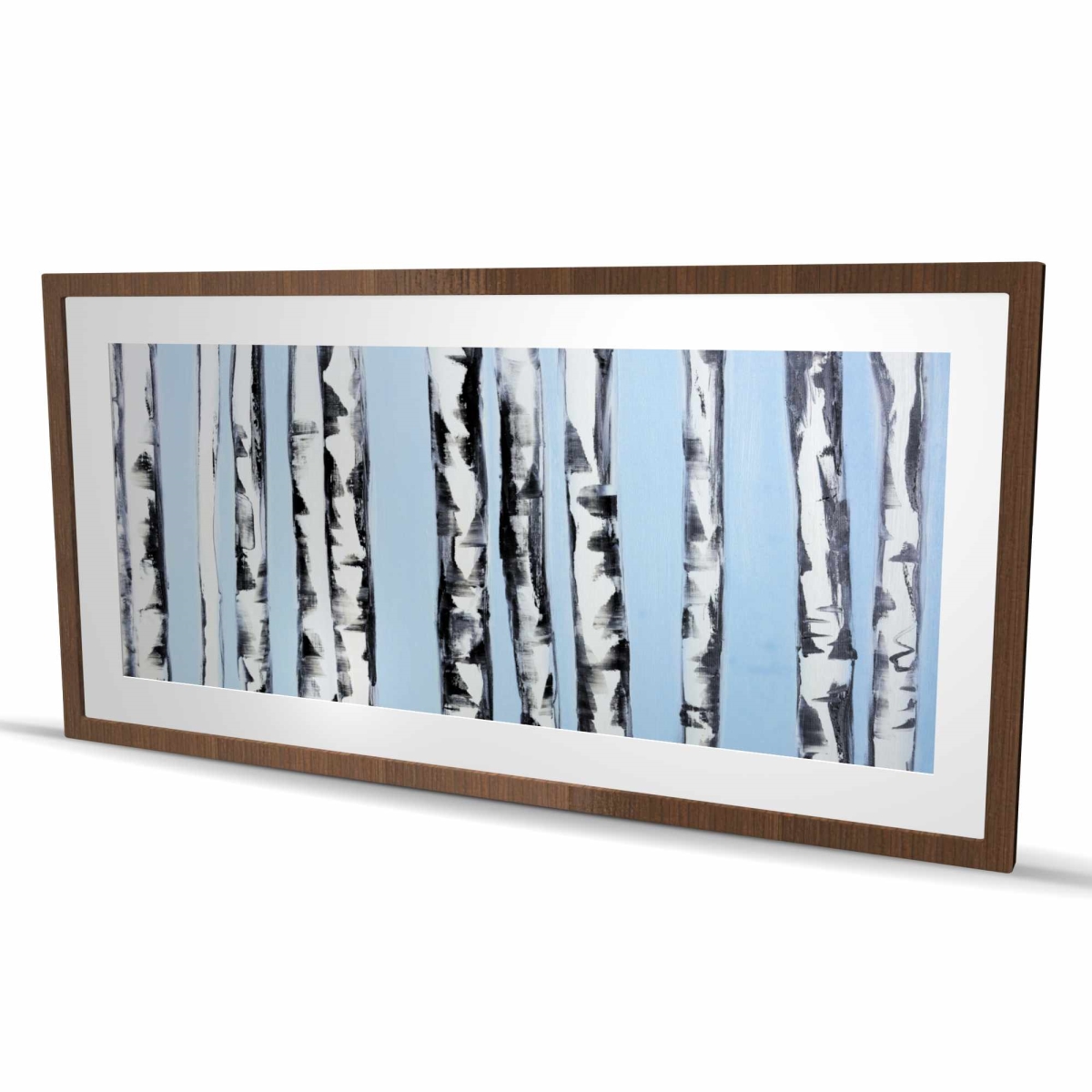 C1FM2448X6O9N0 24 x 48 in. Birches on A Blue Background - Framed Matted Print for Decor