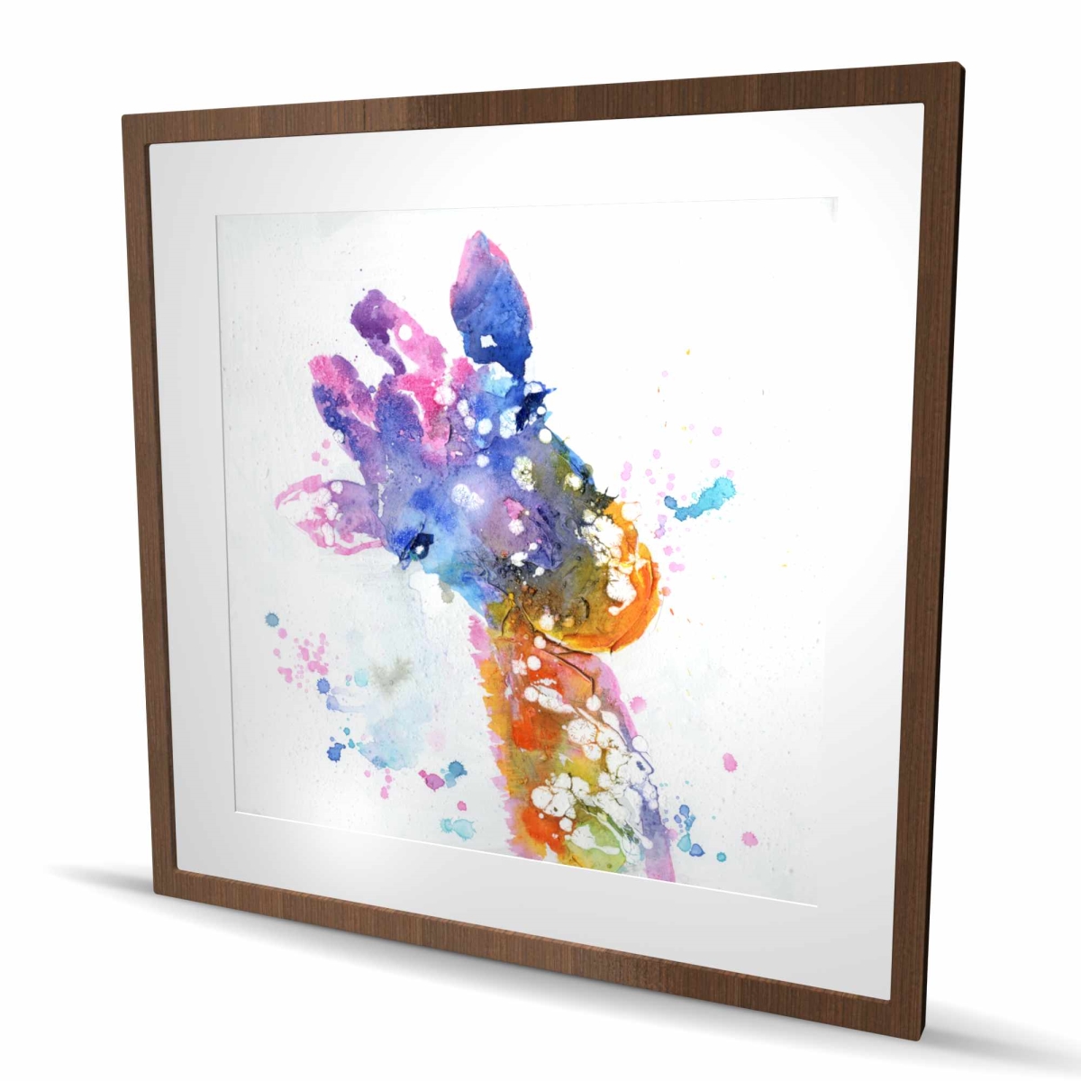 C1FM3636JED5V6 36 x 36 in. Abstract Giraffe with Color Splash - Modern Framed Print